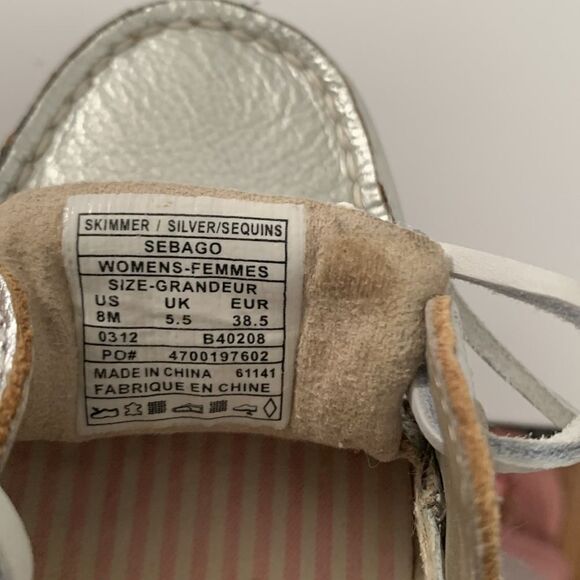 Sebago Silver Embellished Sequins Shoes Size 8 - Picture 10 of 12